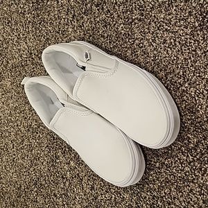 Vans white slip on shoes. youth 4